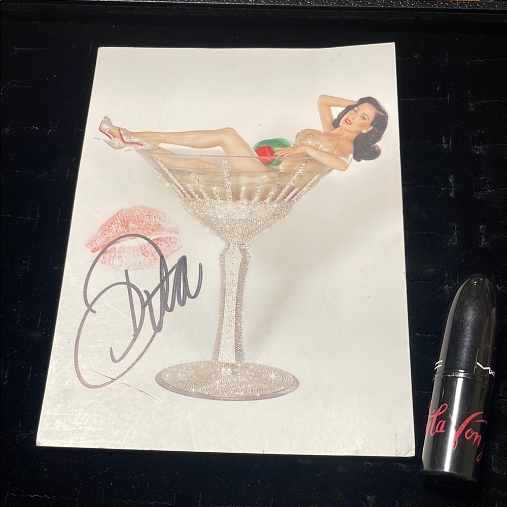 MAC Black Lipstick with Signed Pin-Up Art Dita Von Teese lipstick print